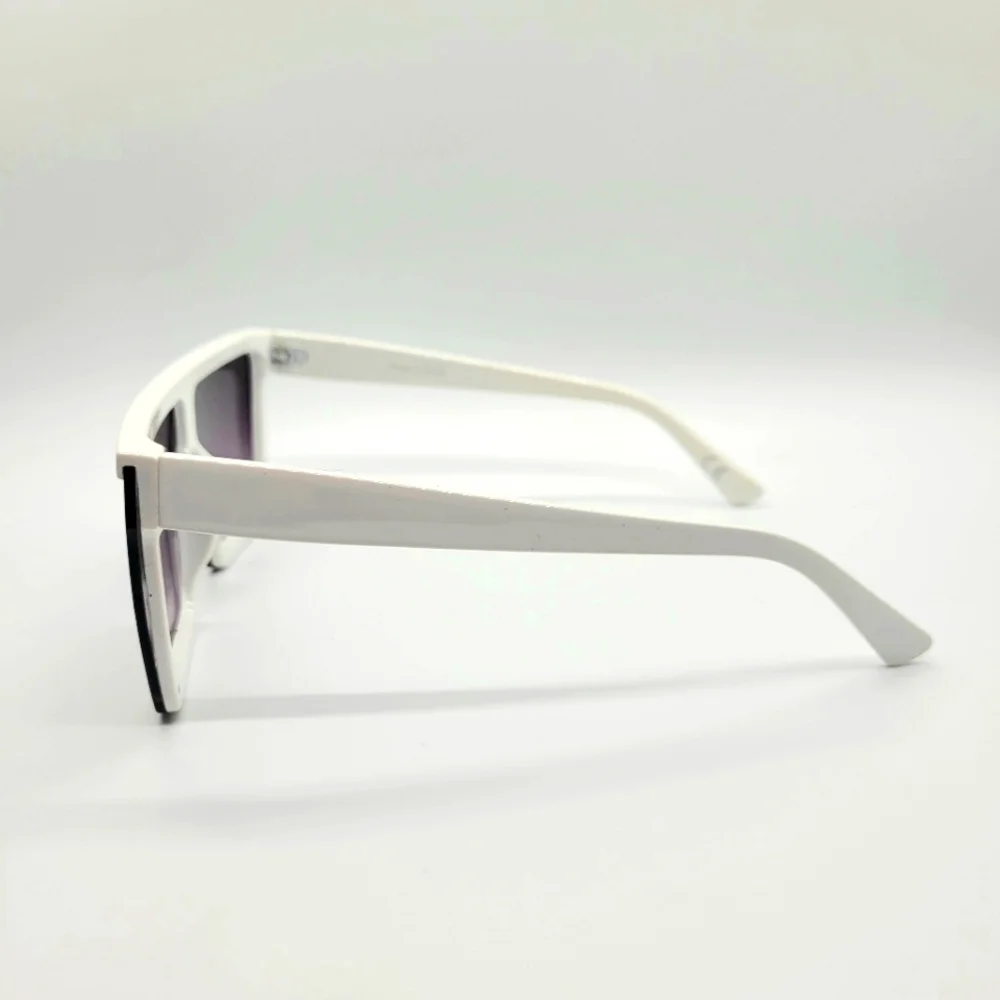 New White Large-Frame Gradient Grey Square Sunglasses Women